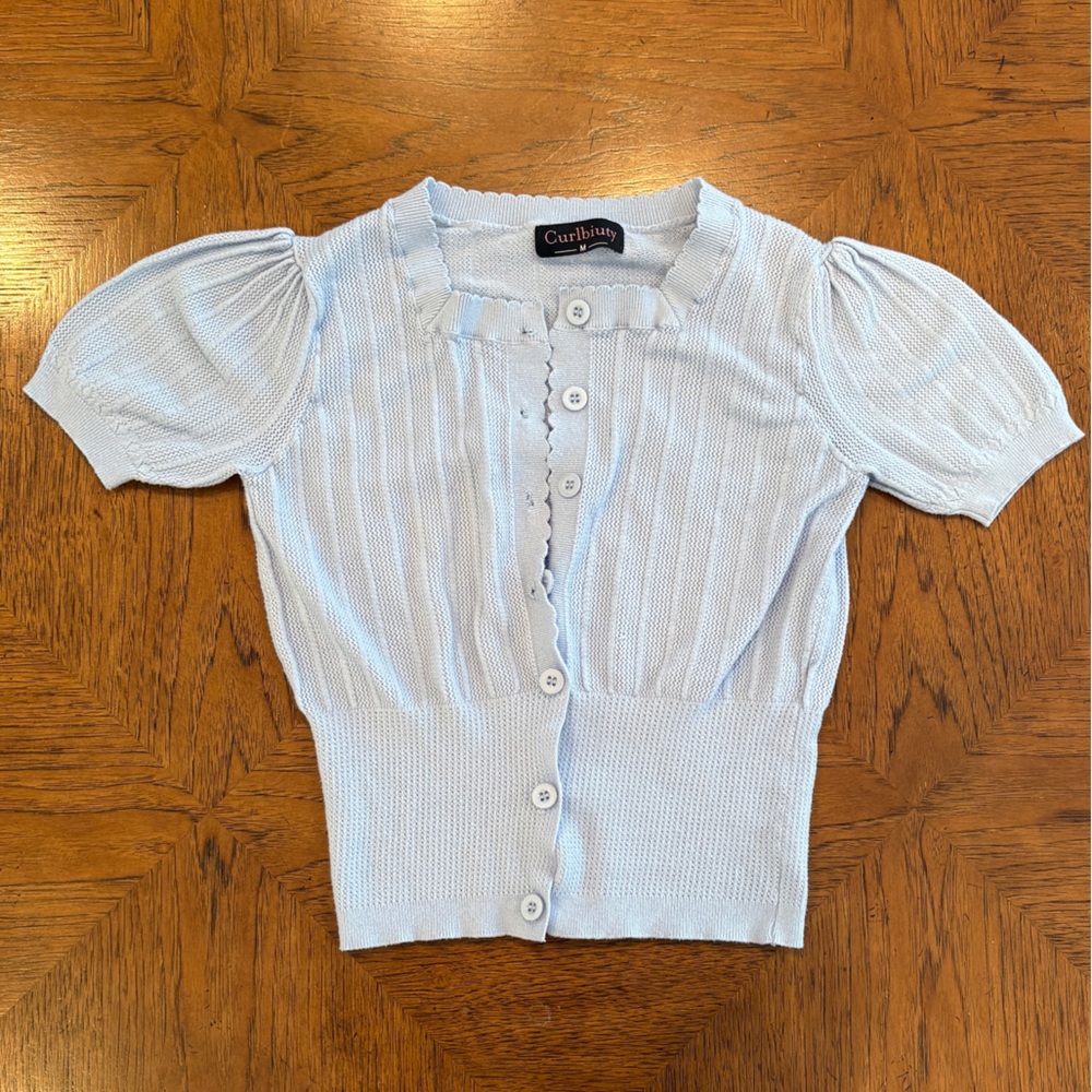 Cottagecore vintage cap sleeve button down sweater